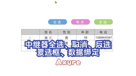【Axure大神之路】别再手动CV画表格了！中继器必学：一键搞定全选、反选与批量操作！【爆炸强】