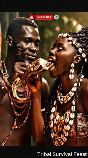 Tribal Feast: Giant Python Roast by the Fire 🔥🐍 #shorts