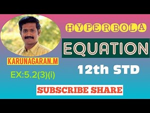 12th STD Ex.5.2(3)(i) Equation OF HYPERBOLA with foci (+-2,0), eccentricity = 3/2
