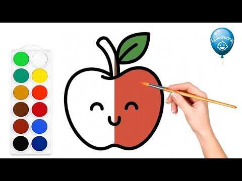 🍎🎨 How to Draw and Color a Cute Apple | Easy Drawing for Kids 🌈✨