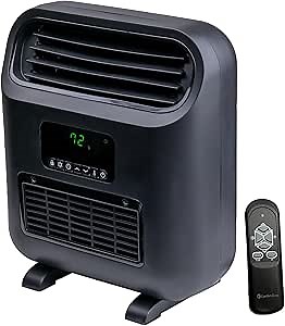 Comfort Zone 14" Wall Mount & Freestanding Space Heater – 1500W Electric Heater with Remote, Digital Thermostat, ECO Mode & 12H Timer – Portable or Wall-Mounted Floor Fan