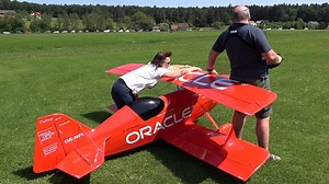 DIY Challenger III 50% Flown by Norbert Fischer at the FLY-IN of MFC-St. Margarethen 2018 The original aircraft is flown by Sean D. Tucker from the USA. Model data: Scale 1/2 Span: 3.1 meters Engine: Valach 210, 2 cylinder 4 stroke Propeller: Scale 3 blade Propeller 32x12 by Seidel Prop Weight: 24.8 kg This is the third prototype of the Challenger, which I made completely in self-made. Norbert likes to fly true-to-original aerobatics with smoke. | RC Scale Airplanes