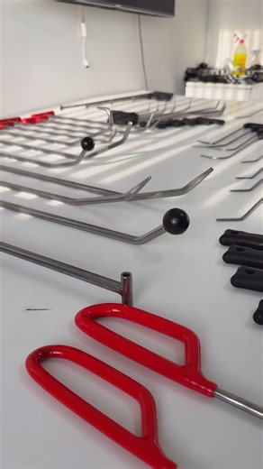 Complete PDR solution in one premium set. 55 pieces of white spring steel rods offering superior strength and controlled flexibility. Perfect for beginners and pros. Black & red color coding for quick identification. Covers all repair zones. | Pdr İnox Tools
