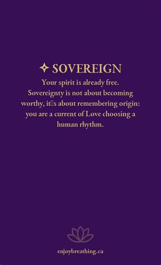 SOVEREIGN Every slide is a return to inner government. Inhale: reclaim authority. Exhale: release borrowed scripts. No more shrinking for approval. No more living in someone else's language. I answer to Love before algorithms, expectations, or fear. Save this. Voice-note one prompt today. Let your breath write the law. #Sovereign #EnjoyBreathing #BreathworkPractice #NervousSystemHealing #InnerFreedom