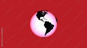 the world map rotating on spinning with red texture background Stock Video