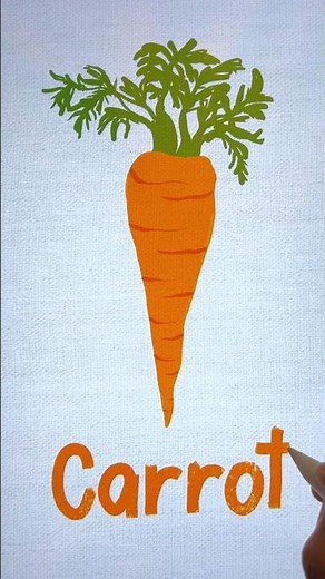 Carrot | Drawing, Painting and Coloring for Toddlers and Kids | Learn Vegetables for Children