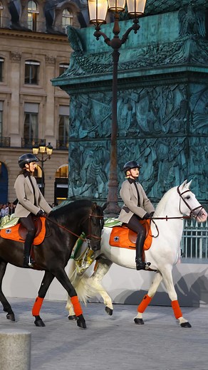 Femme Cheval on Instagram: "Iconic horse girl moment 💕✨🦄 @gigihadid & @kendalljenner with their Andalusian mounts, Django and Napo outfitted by @Hermès for @voguemagazine for Vogue World Paris 2024 Cover image credit 📸 @marcpiasecki #horsegirl #vogueworld #vogue #equestrian #hermes #paris"