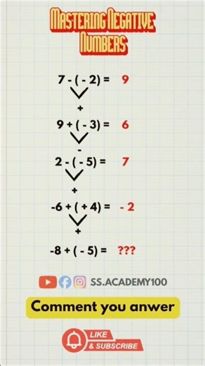 Negative Numbers Made Easy in 30 Sec ⚡ #learningmadeeasy #maths #mathtricks #education #mathcounts