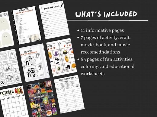 Halloween Activity Bundle | Printable Games, Crafts, Coloring Pages & Learning Worksheets for Kids | 100  Pages - Etsy