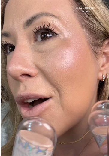 These @NYX Professional Makeup Buttermelt Stix are THAT glow ✨ the creamiest, skin-melting cream highlighter that gives you the most glossy, juicy, glow without emphasizing texture or settling into lines. They glide on like butter, melt perfectly over makeup!. The formula is infused with coconut and cupuaçu butter so it looks dewy, not greasy, and the fact that they’re only $14 is wild! #NYXCosmeticsPartner #ButtermeltStix #CreamHighlighter #GlossyGlow