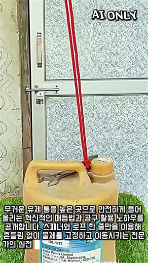 단 한 줄의 로프로 무거운 통을 들어 올리는 기발한 방법! #worker #process #lifehacks #amazing #clever