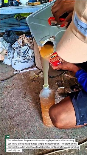 Manual Liquid Transfer Process from Jerry Can to Bottle | Simple Workshop Technique.