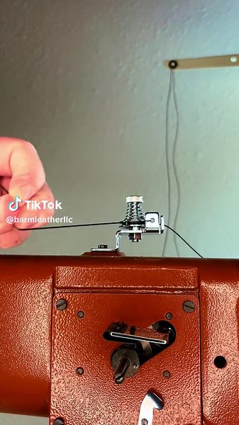 Winding up a bobbin on my cobra class 4. #smallbusiness #tack #leatherwork #western #horses