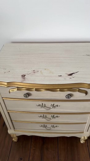 Paper/plastic dresser makeover. Sometimes, you only need a bit of Retique It to make something ugly look great. #retiqueliquidwood #dresser #dressermakeover #furnituredesign #furnituremakeover #refurbished #refurbishedfurniture #diy | Extreme Furniture Makeover