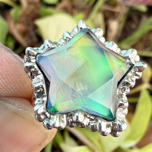 Crescent Star Ring, Boho Silver Opal Ring, Crystal Jewelry, Promise Ring, Anniversary Gift for Her - Etsy