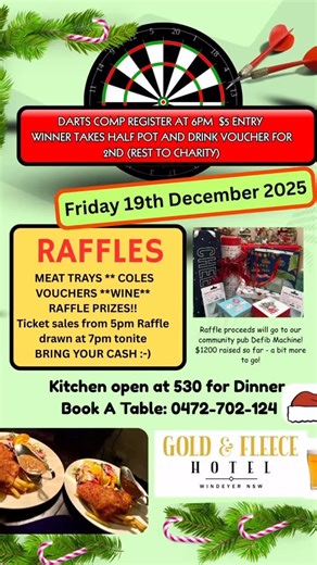 Raffles tonight!! Xtra raffle prizes for Christmas 🎄🎄🍺 Meat Trays- Cole’s Vouchers- and some Xtras!! Ticket sales start at 5pm 🎉🍺🍷 | The Gold and Fleece Hotel