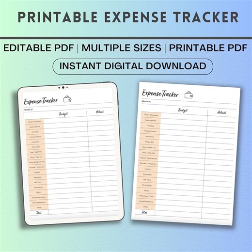 Printable Expense Tracker, Editable Budget Template (digital Download) - Etsy UK