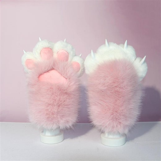 Pink Paws Gloves: Kawaii Furry Handpaws, Fursuit Cat Paws, Gift for Girls - Etsy