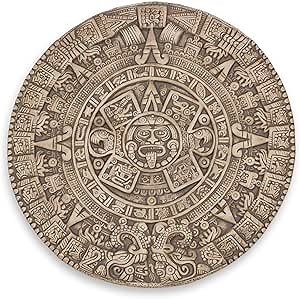 NOVICA Artisan Handmade Ceramic Plaque Mexico Collectible Archaeological Calendar Grey Wall Decor Art Aztec Museum Replica [1in H x 19.25in Diam.] ' Aztec Sunstone'