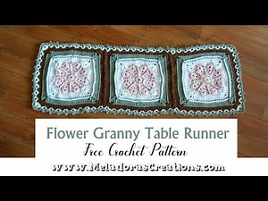 Charming Floral Granny Table Runner: Crochet Pattern! 🌸#crochetgrannysquare #crochettablerunner