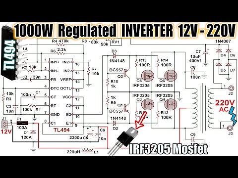 TL494 1000W Regulated INVERTER 12V to 220V DC to AC