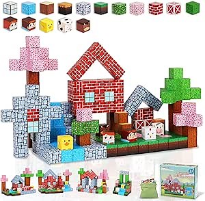 Gleamkid Magnetic Block Set - 111-Piece Magnetic Building Blocks - Ranch Magnetic Blocks Set, Magnetic Blocks for Kids Ages 4,5,6,7,8 STEM Montessori Sensory Building Game Toy Gift for Boys,Girls