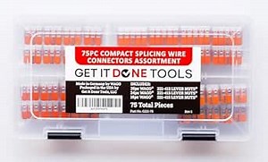 75pc Compact Splicing Wire Connector Assortment with Case, Includes (35x) 221-412, (24x) 221-413, (16x) 221-415, Lever Nuts