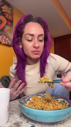 Leftover Chinese Food Breakfast with Eggs and Coffee