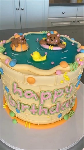 Swimming pool cake tutorial #soumyacakes #viralcake #cakedecorating