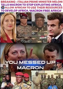 253K views · 9K reactions | BREAKING : ITALIAN PRIME MINISTER MELONI TELLS MACRON THAT BRINGING AFRICA TO EUROPE IS NOT THE SOLUTION BUT FREE AFRICA FROM CERTAIN EUROPEANS THAT EXPLOIT THEM AND ALLOW THEM MAKE USE WHAT THEY HAVE, WHICH FRANCE IS NUMBER ONE, MACRON CALL ITALIANS IRR€SP0NSL£ FOR SAYING THE TRUTH | Noonooagu | Facebook