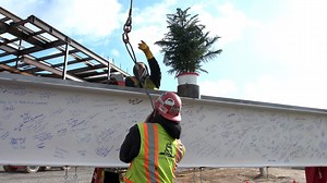 We're reaching new heights: The final steel beam of Penn State Health Hampden Medical Center — our future 300,000-square-foot, three-story acute care hospital in Cumberland County — was placed Friday in a ceremony. See crews hoist the beam to the top of the structure and learn more about the tradition in this video. | Penn State Health