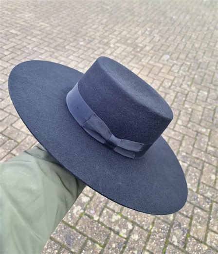 Personalized Black Wool Felt Bolero Hat: Wide Brim Gaucho, Customizable - Etsy