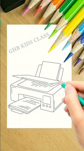 How To Draw A Computer Printer 🖨 step by step, Printer drawing, how to draw a monitor #shorts