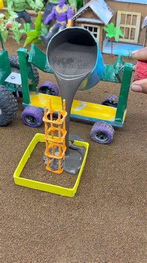 🚜😍Real Working Mini Tractor Making Cement Pillars | DIY Construction Machine #shorts