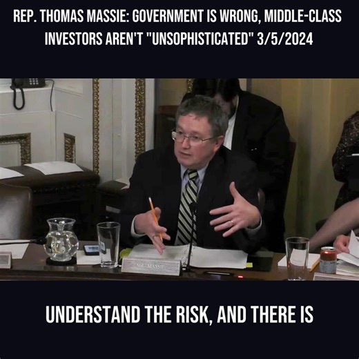 2.7K views · 348 reactions | Currently a person's net worth determines whether the government allows that person to invest in startups. I support HR 2799 to change this. Americans deserve access to the same opportunities big banks have. I supported this bill in Rules Committee and on the floor last week. | Congressman Thomas Massie | Facebook