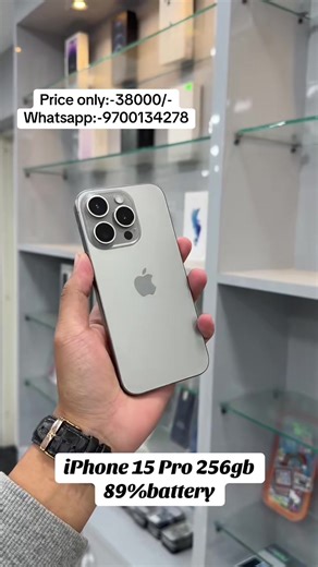 Genuine set 🤌❤️iphone 15 pro 256gb battery health 89%🔋price only:-38000/- for order dm us on whatsapp:-9700134278#foryoupage #viral #trending #fypシ゚ #iphonestore