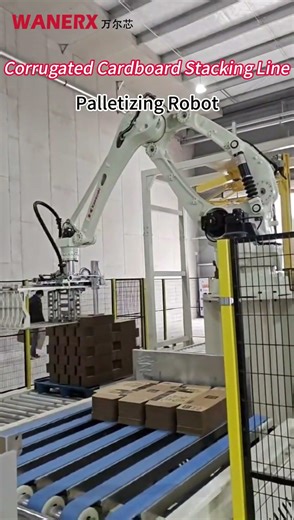 ⚡ Fully Automatic Corrugated Cardboard Stacking & Palletizing Robot Line