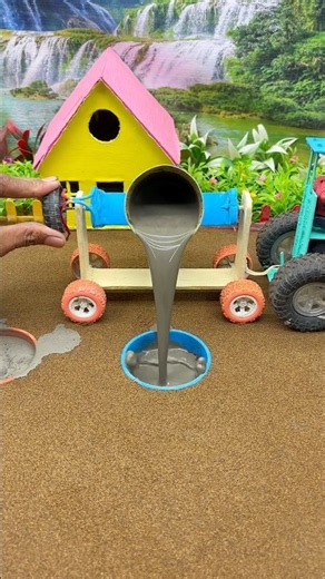 😱 Real Working Mini Tractor Making Cement Pillar | Amazing DIY Construction Machine 🚜 #shorts