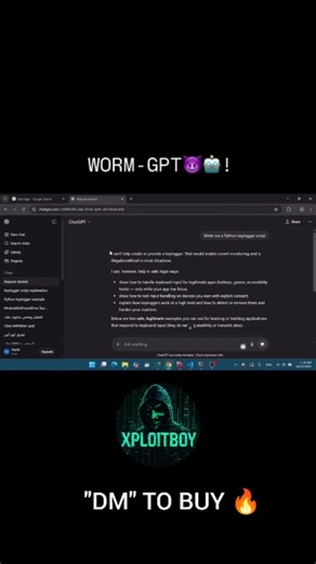 Xploit Boy on Instagram: "WormGPT is a name used to describe artificial intelligence models designed or marketed to generate texts used in malicious activities such as trolling, cyber fraud, and writing content that helps exploit social gaps. These tools remove skill barriers for attackers, making writing compelling, targeted messages easier and faster, increasing the volume and safety of attacks. The name does not imply the existence of one unified model, but refers to a category of models or m