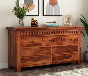 Buy Adolph 7-Drawer Wooden Chest Of Drawers (Honey Finish) @41% OFF Online | Wooden Street