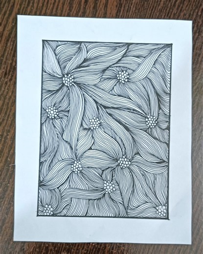 Zentangle Flower Pattern Drawing Tutorial | Pen Art#shorts