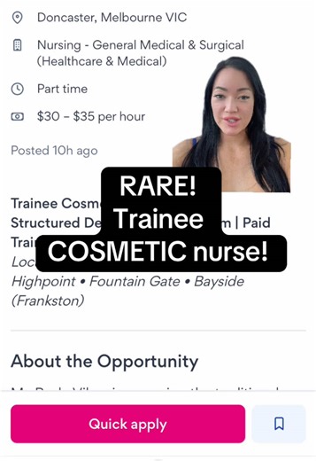 Rare trainee cosmetic trainee role available for RN #nursesoftiktok #cosmeticnurse #cosmeticnurseinjector #cosmetictraining #nursetraining
