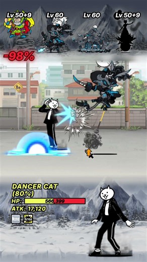 DANCER CAT (80%) VS UNITS The Battle Cats バトルキャッツ #battlecats #thebattlecats #にゃんこ大戦争