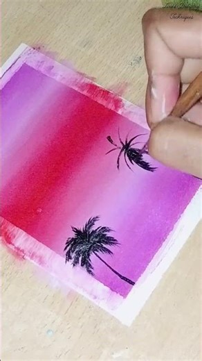 Peaceful Night Sky With Palm Trees- 225 #shorts #art #drawing #painting #diy #craft #howtodraw