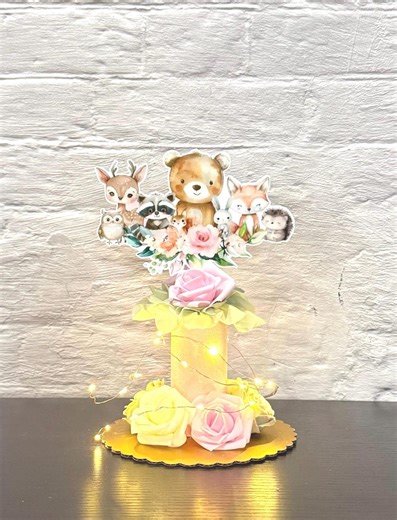 Girl Woodland Baby Shower Centerpiece With Fairy Lights, Table Decor - Etsy