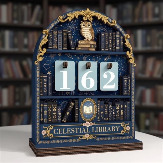 Celestial Library Book Tracker Wooden Reading Goal Tracker for Book Lovers Dark Academia Decor Gift for Bibliophiles Owl Library Sign - Etsy