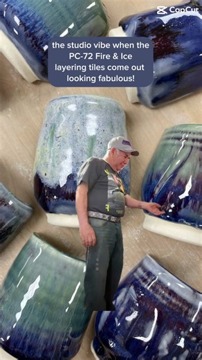 Stay tuned 👀 - There are even more layering combos to discover with Amaco's newest Potter's Choice glaze PC-72 Fire & Ice! _ #glazingwithamaco #amacobrent #howiamaco #glazecombos #fireandice #potterschoice #pc #cone5 #cone6