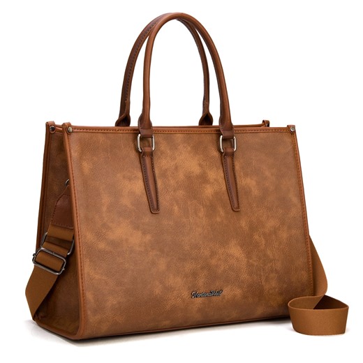 Montana West Laptop Tote Bag for Women 15.6 Inch Computer Bags Business Office Work Briefcase With Adjustable Shoulder Strap, Brown