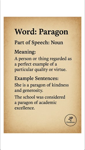 Paragon (/ˈpær.ə.ɡən/) (Noun): A person or thing regarded as a perfect example of a particular...