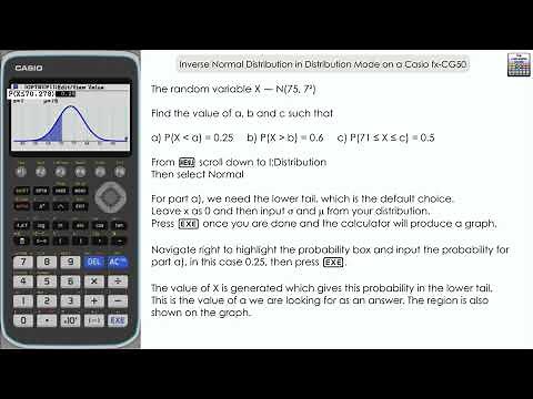 Inverse Normal Distribution in Distribution Mode on a Casio fx-CG50
